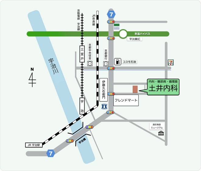 土井内科 〒611-0013 京都府宇治市莵道荒槙1-54